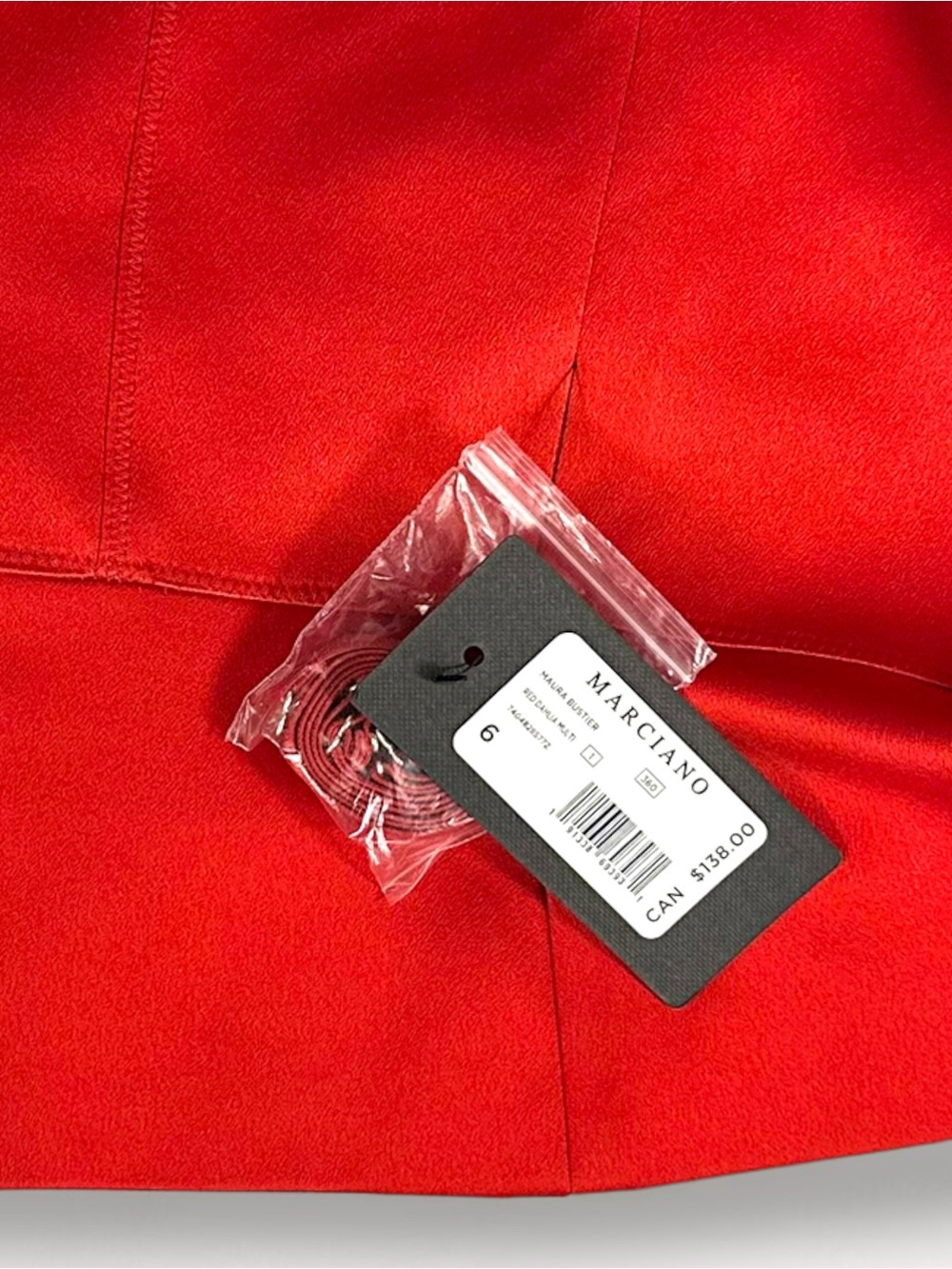 MARCIANO Red Satin Maura Bustier Peplum Corset Top Gold Zip Size 6 NWT - Picture 11 of 15
